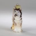 GLASS SIBERIAN HUSKY ORNAMENT - 3.5" NOBLE GEMS GLASS SIBERIAN HUSKY ORNAMENT