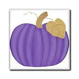 Purple Pumpkin with Gold Leaf - 12 Inch Ceramic Tile