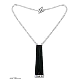 Obsidian necklace, 'Drama' 0.1" W 16.5" L