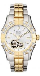 Bulova #98R130 Women's Two Tone Self Winding Automatic Diamond Accented Watch