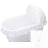 White Ruffled Bassinet Bumper/Liner and Sheet - Size: (mattress dimensions 13x29) Image