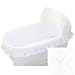 White Ruffled Bassinet Bumper/Liner and Sheet - Size: (mattress dimensions 13x29) White Ruffled Bassinet Bumper/Liner and Sheet - Size: (mattress dimensions 13x29)