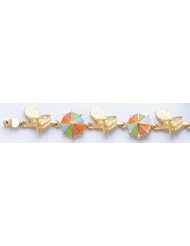 Gold Enamel Bracelet Bracelet Beach Chair & Multi-color Umbrella Alternating Bra