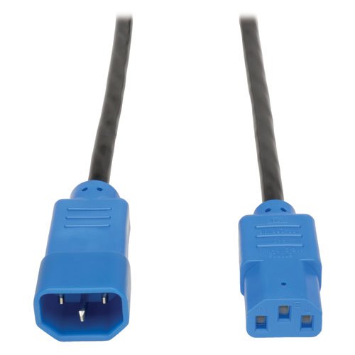 Tripp Lite Heavy-Duty Power Extension Cord 15A, 14AWG (IEC-320-C14 to IEC-320-C13 with Blue Plugs) 6-ft.(P005-006-BL)