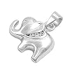 Elephant Pendant with Clear CZ - Sterling Silver - 12 mm Height