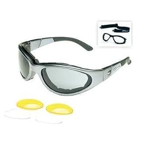 Body Specs Sunglasses or Goggles BSG Silver Frame with Grey, Yellow, and Clear Interchangeable 3...