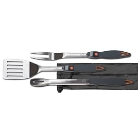 Chefs Basics HW5206 3-Piece Stainless-Steel Light-Up Barbecue Tool Set with Storage Pouch by 