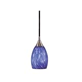 Kenroy Home 44301BS-LAG Medici Mini-Pendant with Lagoon Glass Shade, Brushed Steel