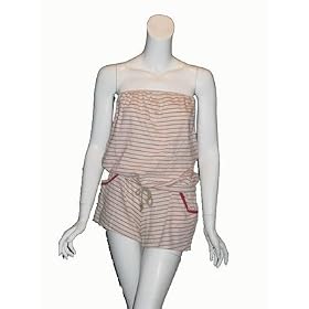CHARLOTTE RONSON Striped Romper in White Red