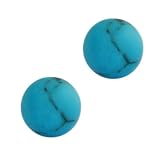Sterling Silver Turquoise Round 6mm Gemstones Stud Earrings