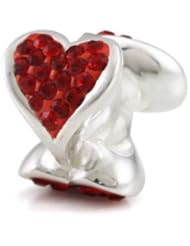 Sparkling Heart Authentic Ohm Love Valentines Beads Fits European Charm Bracelets