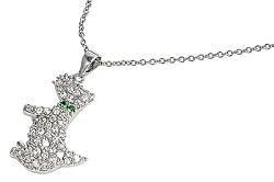 Sterling Silver CZ Necklaces - Dog - Chain: 16-18" (adjustable) Height: 27mm