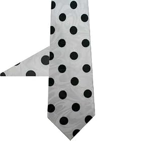 WHITE and BLACK POLKA DOT ITALIAN MENS NECKTIE HANKIE SET