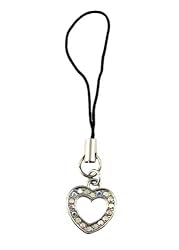 Cell Phone Charm - C1 - Strap Style - Crystal Heart ~ Clear AB