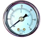 Dry Pressure Gauge - Back Mount - 2 Dial - 0 to 60 PSI (Package of 4)