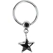 14 Gauge Black Cubic Zirconia Star Captive Ring