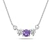 Amethyst and Diamond Three Stone Pendant in 14K White Gold
