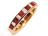 Ruby Alternating with Diamond Channel Set Half Circle, 18k Yellow Gold, Ring Size 6.5 (T.w 1.45)