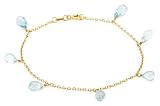 14k Yellow Gold, December Birthstone, Coated Blue Topaz Briolette Bracelet, 7.25"