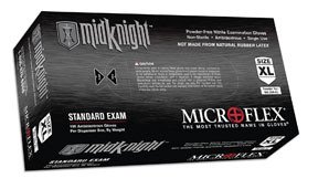 Microflex (MFXMK296L) MidKnight Black Powder-Free Nitrile Examination Gloves - Large