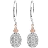 14K White Diamond Lever Back Earrings With Rose Plating 1 3 Ct Tw Pair