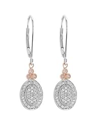 Diamond Lever Back Earrings With Rose Plating 14K White Gold 1/3 Ct Tw Pair Dia Leverback Earrings W/Rose Plating