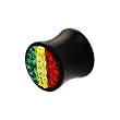 1/2" Gauge Austrian Crystal Rasta Saddle Plug