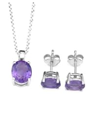 Sterling Silver 3.39 CTW Amethysts Stud Women Jewelry Set. Length 7 in. Total Item weight 1.2 g.