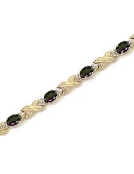 10K Yellow Gold Oval Mystic Topaz and Diamond Bracelet