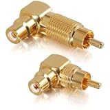 C2G / Cables to Go 40651 Male to Female Right Angle RCA Adapter - 2 Pack (Metallic Gold)