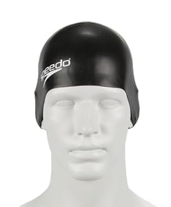 SPEEDO Plain Moulded Silicone Adult Cap, Black