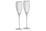 Personalized Silver Plated Crystal Ring Wedding Toasting Flutes with Free Engraving & Shipping