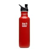 Klean Kanteen Stainless Steel 27 Ounce Water Bottle with 2.0 Sports Cap, Indicator Red