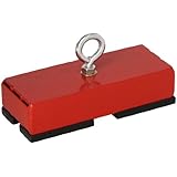 Heavy-Duty Retrieving and Holding Magnet, 5" Length, 2" Width, 1" Height with Eyebolt, Nut, and Magnetic Shields, 150 Pounds Pull, 1 each