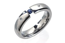 Pinnacle Blue Sapphire Titanium Tension Set Ring
