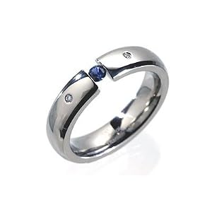 Pinnacle Blue Sapphire Titanium Tension Set Ring