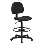 Flash Black Multi-Functional Ergonomic Drafting Stool with Arms