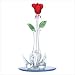 Glass Rose in Vase with Swans