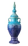 20 Fantastical Blue Reactive Coloring Finial Lidded Jar with Dual Handles