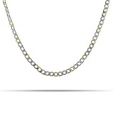 Mens Two Tone Thin Curb Link Stainless Steel Chain
