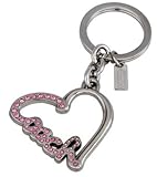 Coach Signature Rhinestone Heart Keychain Key Fob Pink in Bag