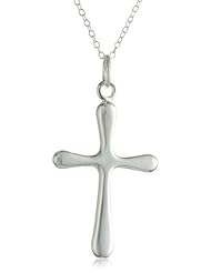 Sterling Silver Cross Pendant Necklace with Rolo Chain, 18"