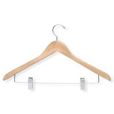 Honey-Can-Do HNGT01209 Basic Suit Hangers with Clips Maple, 12-Pack