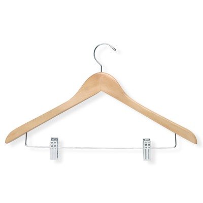 Honey-Can-Do HNGT01209 Basic Suit Hangers with Clips Maple, 12-Pack