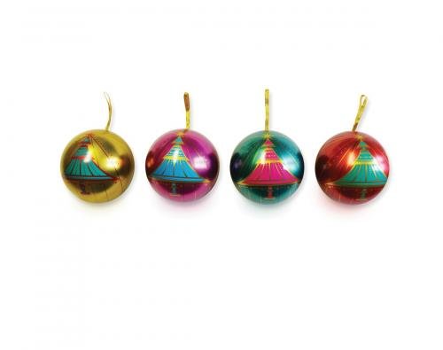 The Silver Crane Company Tin Christmas Tree 100mm Baubles Set of 4 Tins