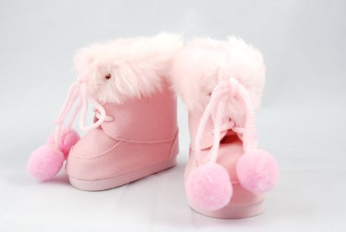 Pink Fur Trimmed Boots for American Girl Dolls and Most 18 Inch Dolls