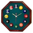 13in Octagon Billiard Clock Cherry & Dark Green Mali Felt