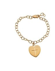 Youth Bracelet W/Heart And Cross 14K Yellow Bracelet 19730