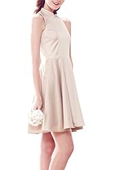 Flared-Skirt Nylon/Rayon/Satin Bridesmaid Dress 