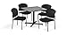 OFM Multi-Use Break Room Package, 42" Square Table with Fabric Guest Chairs, Gray Nebula Finish with X-Style Pedestal Base and Black Seats (PKG-BRK-163)